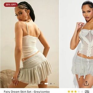 Fashion Nova Chemises & Slips Cream and Gray Set